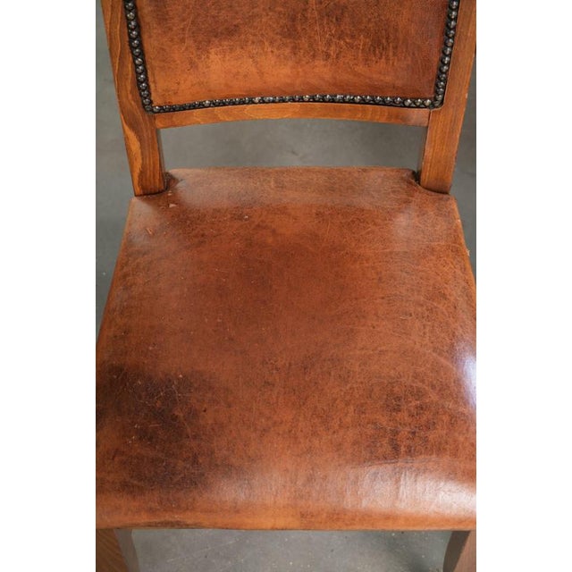 Sheepskin Dining Chairs in Warm Cognac Color with Decorative Nails, Set of 6 For Sale - Image 3 of 18