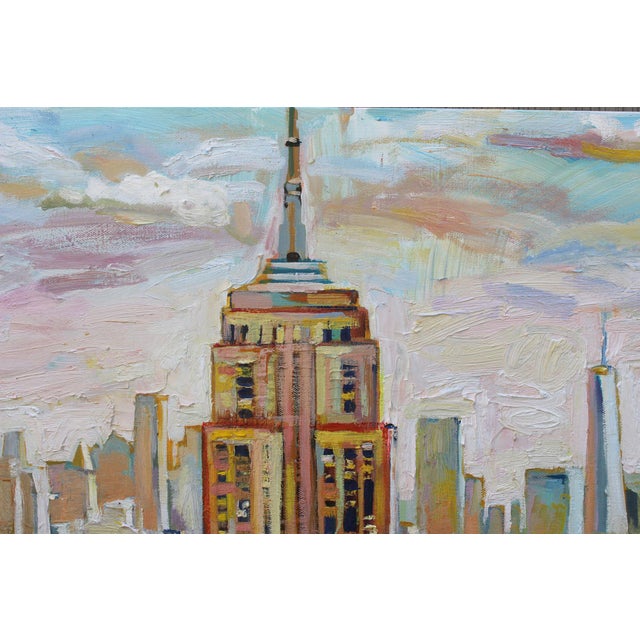 2020s "Aerial View of Empire State Building" Contemporary Expressionist Large Acrylic Oil Painting by Natalia Bessonova For Sale - Image 5 of 10