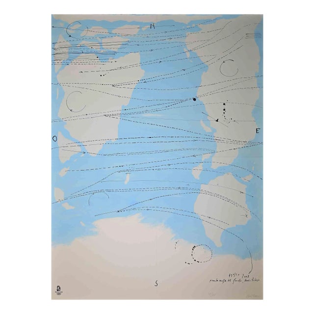 Piero Pizzi Cinnamon, Little World Map Rome Peking, Olympic Games Beijing, 2008, Lithograph For Sale