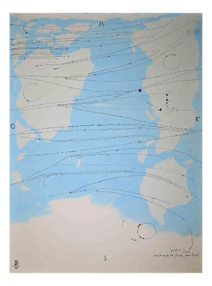 Piero Pizzi Cinnamon, Little World Map Rome Peking, Olympic Games Beijing, 2008, Lithograph