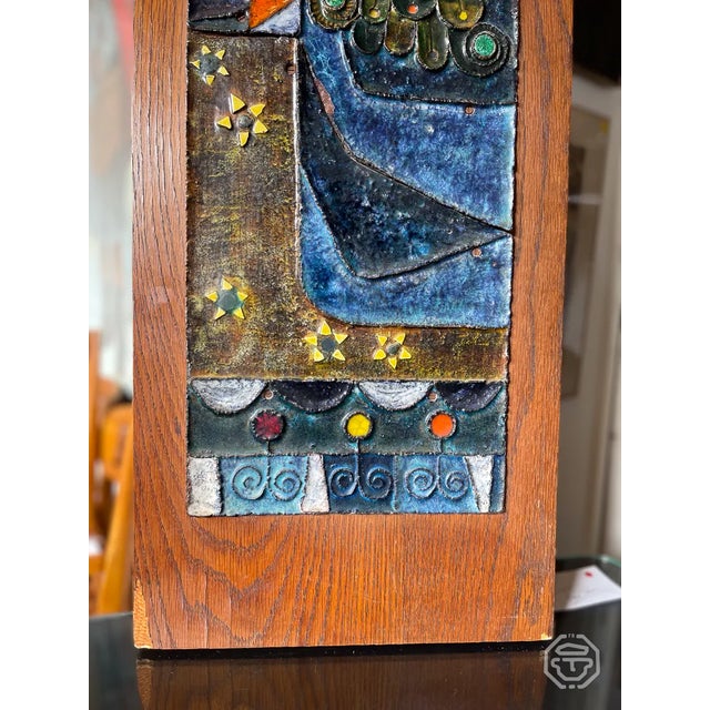 Turquoise Ceramic Madonna Painting by Alain di Bin, 1960s For Sale - Image 8 of 11