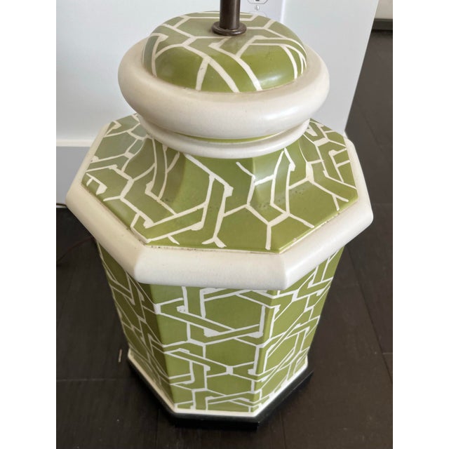 1970s 1970s Vintage Avocado Green Geometric Table Lamp For Sale - Image 5 of 6