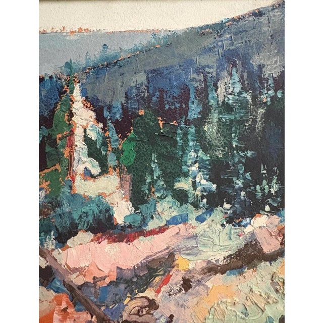 Vintage Post-Impressionist Textured Acrylic Landscape Painting, Framed For Sale - Image 4 of 5