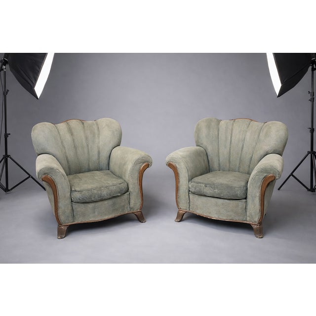 Large Art Deco Lounge Chairs, 1940s, Set of 2 For Sale - Image 12 of 12