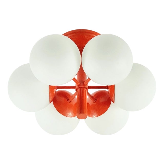 Large Space Age Sputnik Ceiling Light in Opal Glass from Kaiser Leuchten, 1960s For Sale