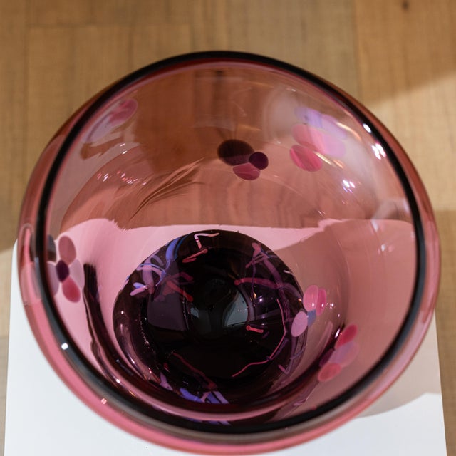 Signed 1990 Postmodern Studio Art Glass Vessel Sculpture - 13" For Sale - Image 11 of 13