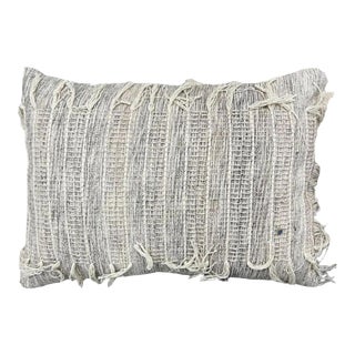 Contemporary Chic Wool and Cotton Pillow in Gray For Sale