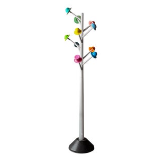 Coat Rack with Multicolored Hooks attributed to Ugo Nespolo, 1980s For Sale