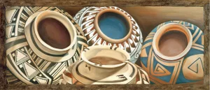 2000s "Indian Pots" Gallery Wrapped Oil Painting by Judith Moore