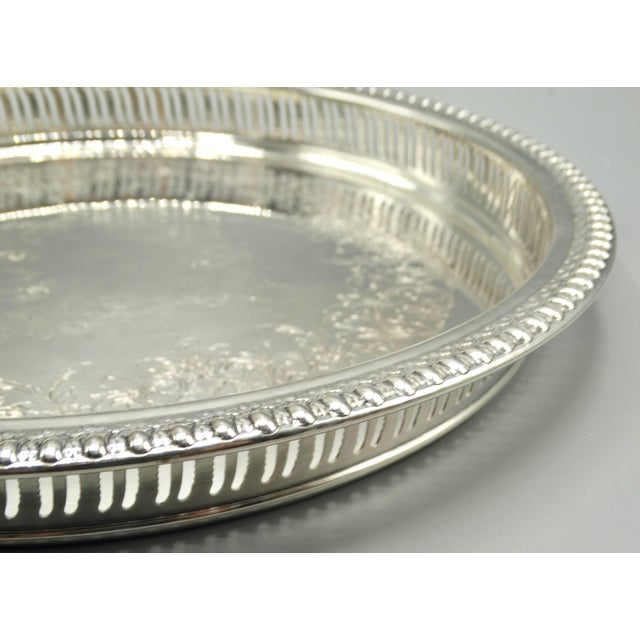 Silver Mid Century Silver Plate Serving Drinks Tray For Sale - Image 8 of 10