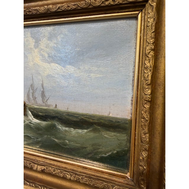 Textile 19th Century Oil on Canvas Boats For Sale - Image 7 of 7