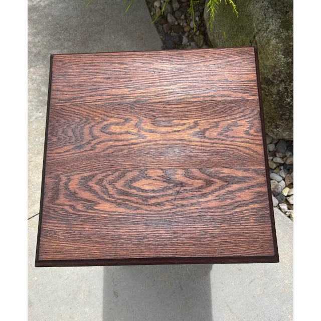Late 19th Century Antique, Dark Oak, Victorian-Style, Accent Table With Spool-Turned Legs and a Slatted Shelf, 1890’s For Sale - Image 5 of 12