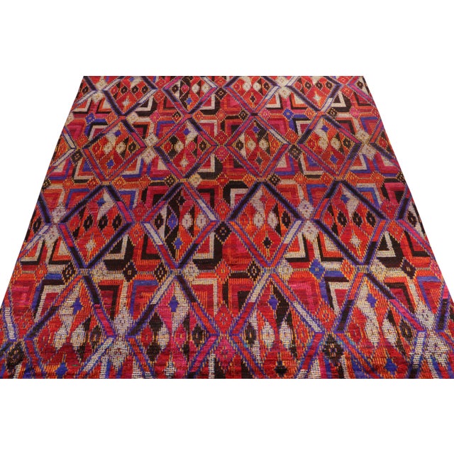 Contemporary Rug & Kilim’s Modern Rug in Red, Blue and Black Diamond Geometric Patterns For Sale - Image 3 of 7