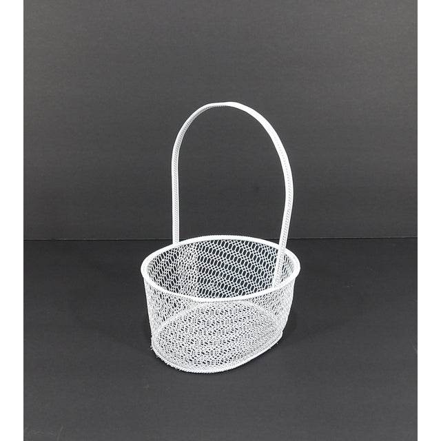 20th Century Shabby Chic White Wire Metal Flower Girl Basket Chairish