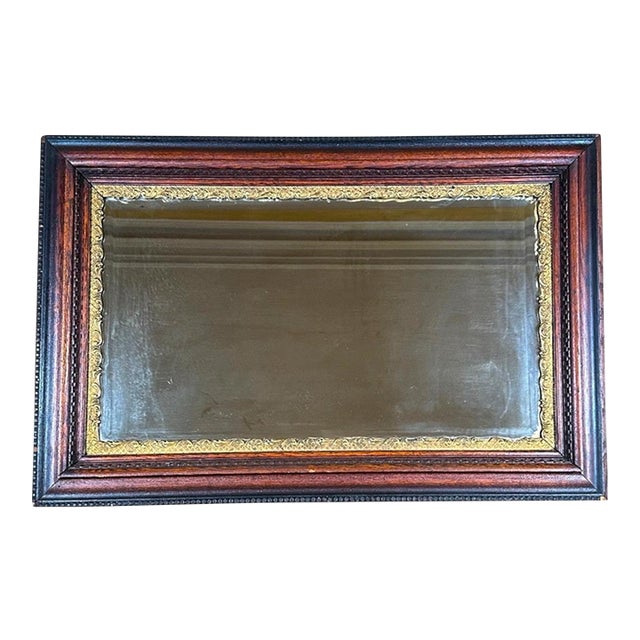 Antique Nineteenth Century Victorian Walnut Overmantel Mirror Gold Gilt Gesso Border For Sale