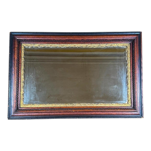 Antique Nineteenth Century Victorian Walnut Overmantel Mirror Gold Gilt Gesso Border