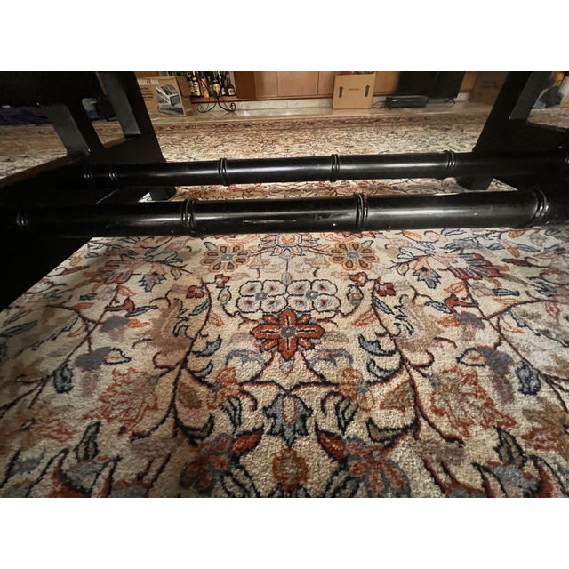 Lacquer Extension Dining Table With Asian-Inspired Fretwork Base and Two Leaves. For Sale - Image 11 of 12