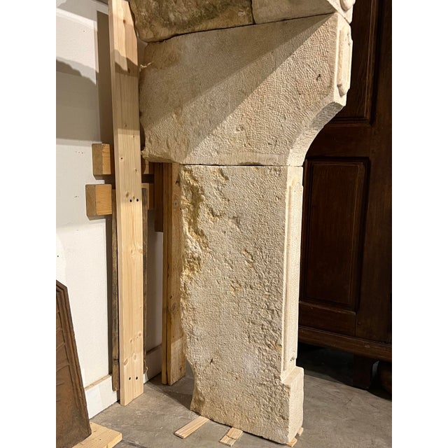 19th Century Antique French Limestone Fireplace Mantel From Burgundy, 19th Century For Sale - Image 5 of 18