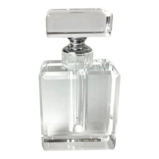 Rectangular Art Deco Hand Cut Crystal Perfume Bottle. Like New With Box. For Sale