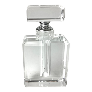 Rectangular Art Deco Hand Cut Crystal Perfume Bottle. Like New With Box.