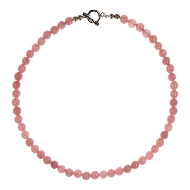 Ajd 18 Inch Madagascar Rose Quartz Smooth 8 MM Necklace Great Gift For Sale
