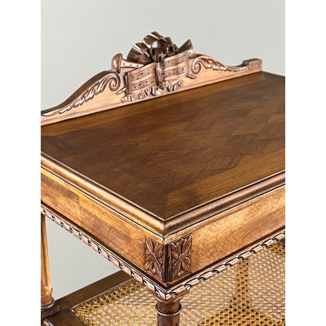 Brown 19th Century Louis XVI Carved Wood Music Cabinet with Caning For Sale - Image 8 of 9