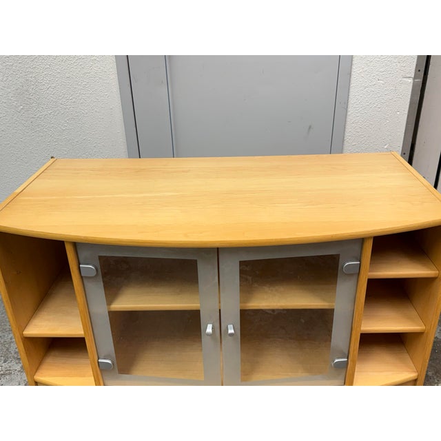Wood Maple Wood Veneer Media Cabinet For Sale - Image 7 of 12