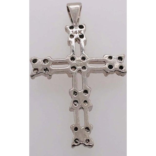 2010s 14 Karat White Gold Cross Pendant With Diamonds 0.25 Total Diamond Weight For Sale - Image 5 of 5