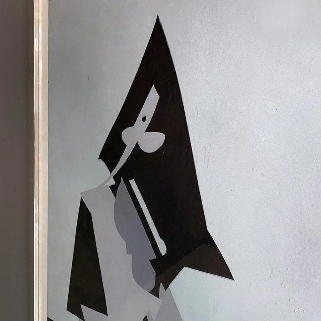 Dova, Italian Modern Gray and Black Abstract Painting, 1980s, Paint on Wood, Framed For Sale - Image 9 of 10