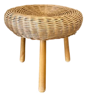 Vintage Tony Paul Wicker Tripod Stool