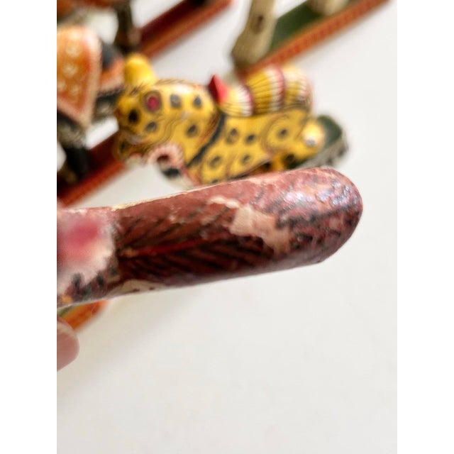 Antique Indian Hand-Painted Folk Art Animal Procession Figures, Set of 11 For Sale - Image 12 of 12