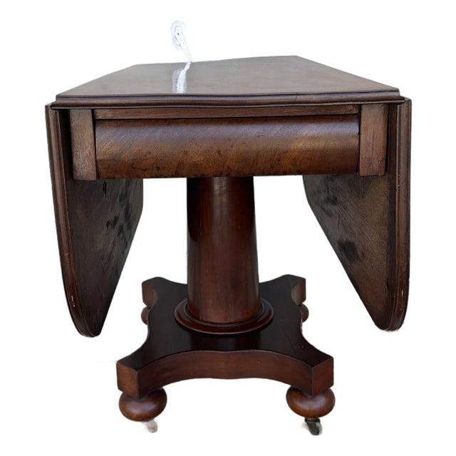 A Fine Antique Mahogany Empire Dropleaf Breakfast Table, New England, Circa 1840's For Sale