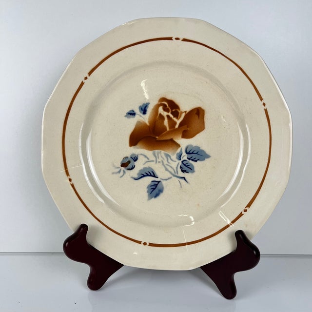Dessert Plates with Floral Motif from Sarreguemines, 1920s, Set of 4 For Sale - Image 3 of 10