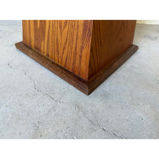 Vintage Geometric Wood Side Table / Plant Stand With Black Granite Stone Top For Sale - Image 9 of 12