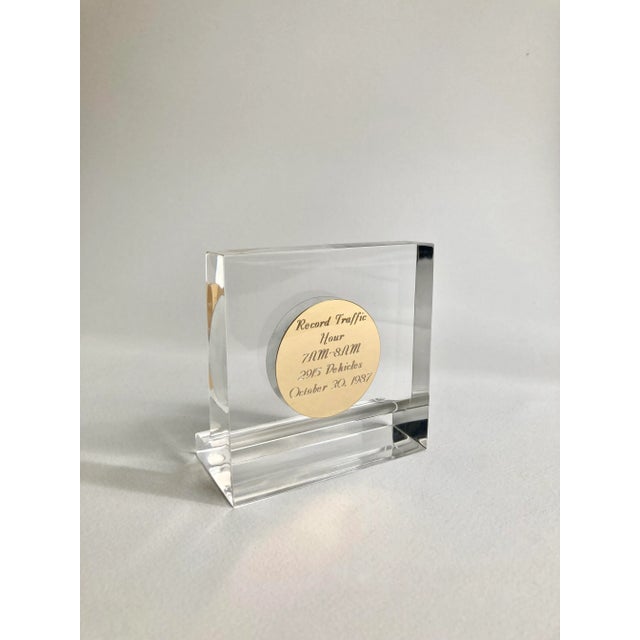 1987 Holland Tunnel "Record Traffic Hour" Lucite Trophy For Sale In New York - Image 6 of 13