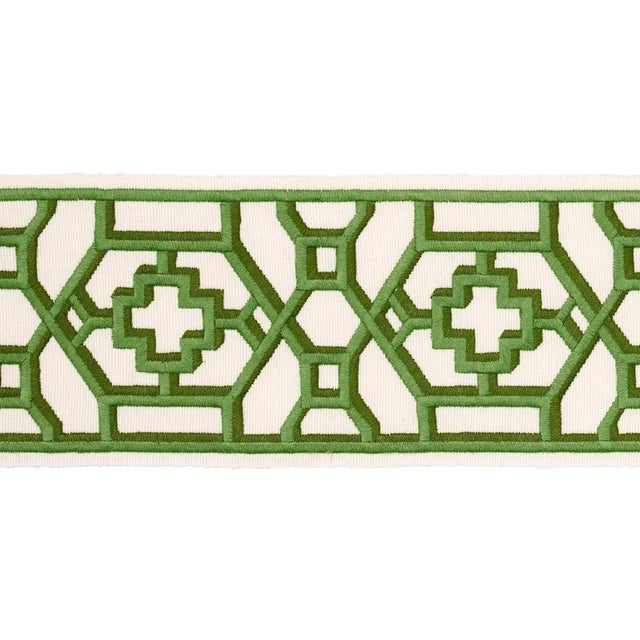 Schumacher Schumacher Zanzibar Trellis Tape in Jade For Sale - Image 4 of 4