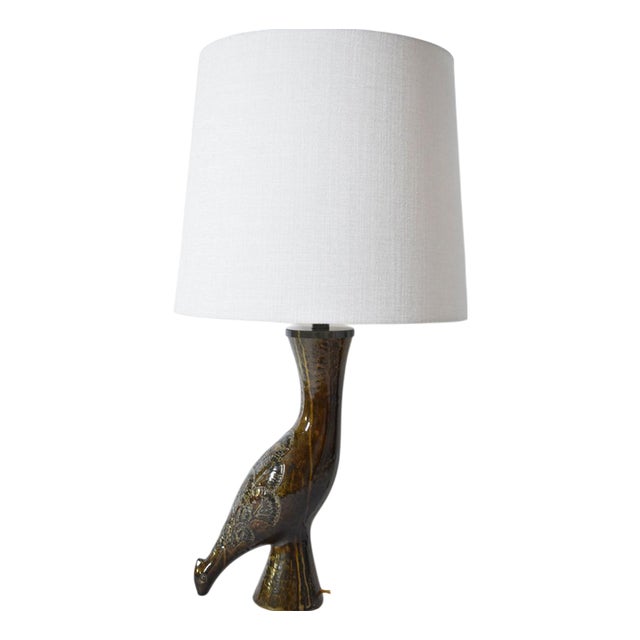 Zoomorphic Bird Ceramic Lamp, 1970s For Sale
