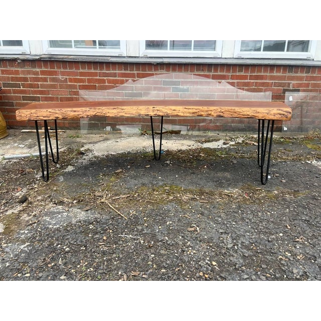 Rustic Style Live Edge Slab Wood Top Coffee Table/ Bench With Iron Hairpin Legs Solid wood frame, very heavy, rich wood...