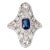Antique Edwardian Sapphire Diamond Ring Vintage Platinum Long Plaque Jewellery size 5.5 For Sale