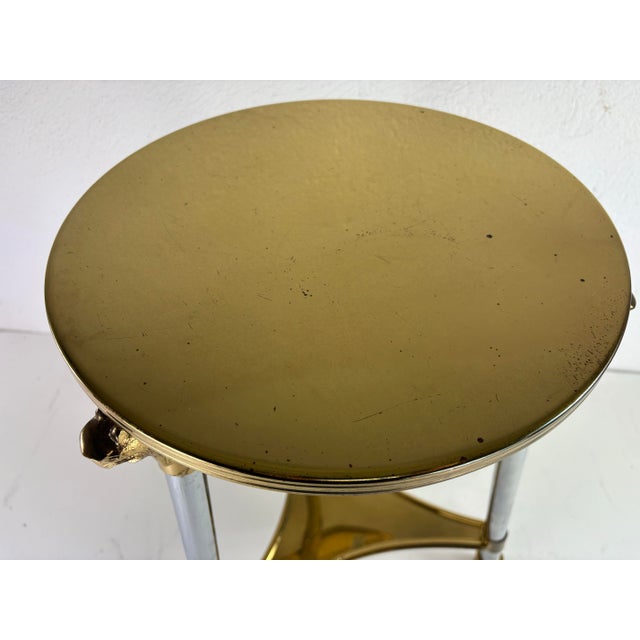 Vintage Glamorous Brass and Chrome Martini Table For Sale - Image 4 of 10