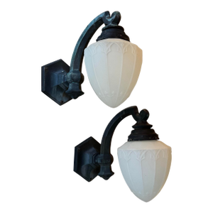 Vintage Pair of Cast Bronze Outdoor Sconces