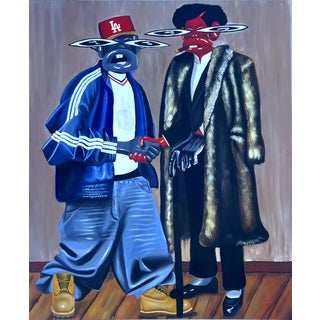 "Handshake of Eras", Oil on Canvas Painting by Chinonso Ofodile For Sale