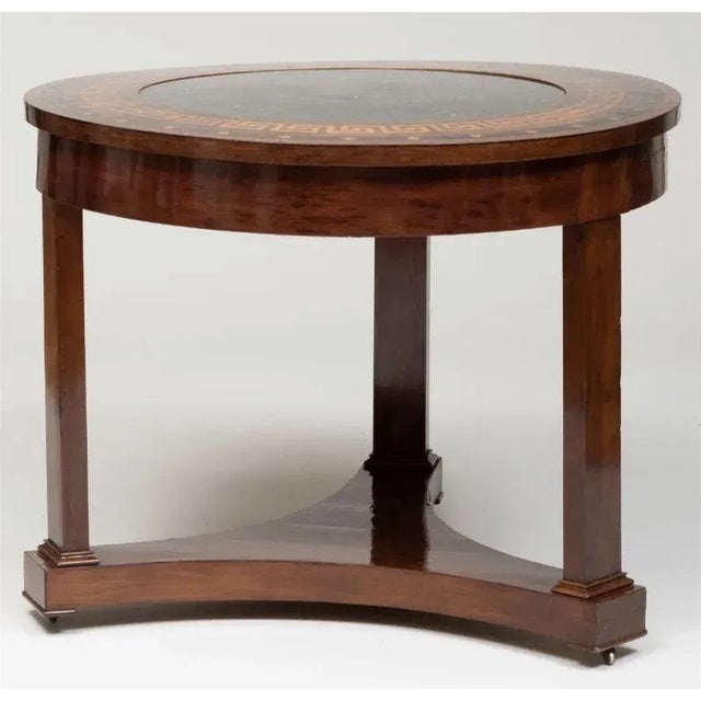 Empire Style Mahogany Table With Inset Fossilized Marble Top For Sale - Image 4 of 10
