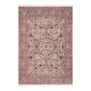 Shabby Chic 1990's Botanical Nagi Pak-Persian Gray/Gray Wool Rug - 9'1'' X 12'5'' For Sale
