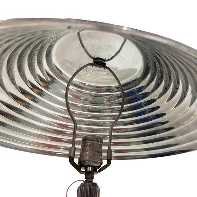 1980s Chrome Machine Age Art Deco Style Table Lamp W/ Torque Converter Base For Sale - Image 9 of 10