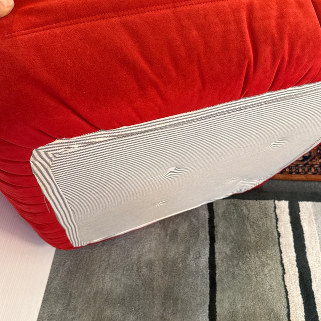 Michel Ducaroy for Ligne Roset Togo Corner Armless Side Chair, Alcantara Goya Red For Sale - Image 10 of 11