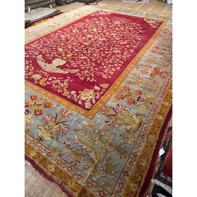 Raspberry Red Pasargad DC Rust Original Antique Turkish Oushak Rug For Sale - Image 8 of 9
