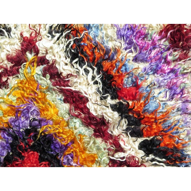 Textile Multi Color- Moroccan Rug - 42" X 57" For Sale - Image 7 of 12
