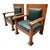 Wood Antique Mission Arts & Crafts Chairs in Hunter Green Leather - Pair For Sale - Image 7 of 11