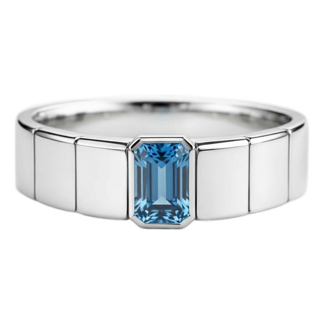 Topaz Solitaire Ring for Men Silver, Gold, Size 10 For Sale